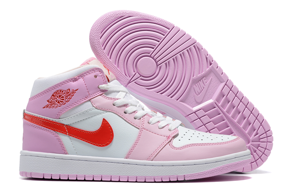 Women's Running Weapon Air Jordan 1 Pink Red Shoes 0279